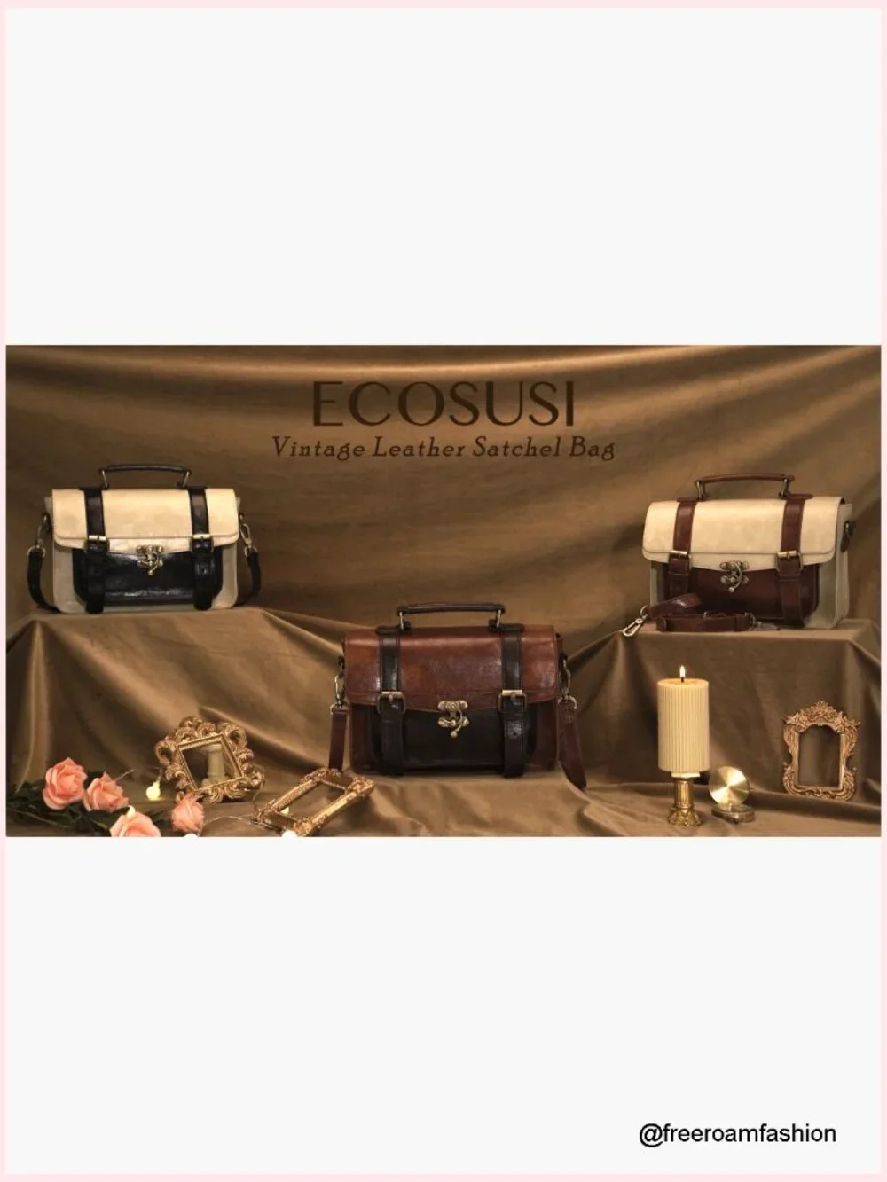 Vintage PU Leather Satchel Crossbody Messenger Bag Work College Purse
